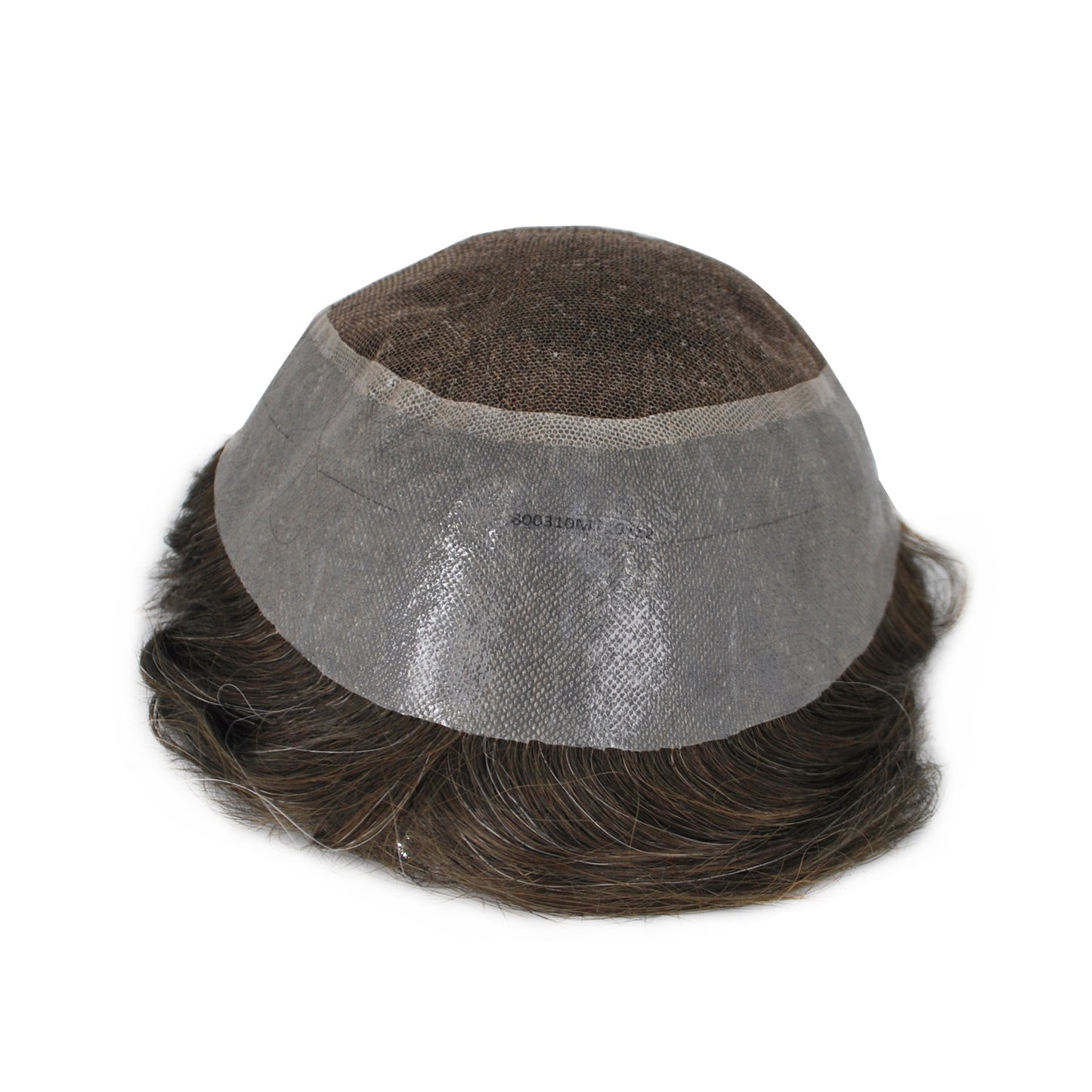 Swiss lace with PU Around Ash Brown #320 Toupee For Men With Grey Hair Durable Lace Hair System