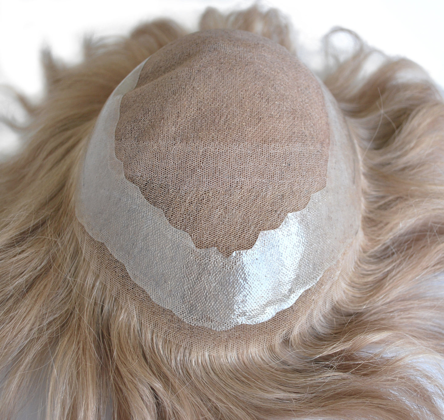 #17 light blonde hair replacement system French lace with PU around mens hair system