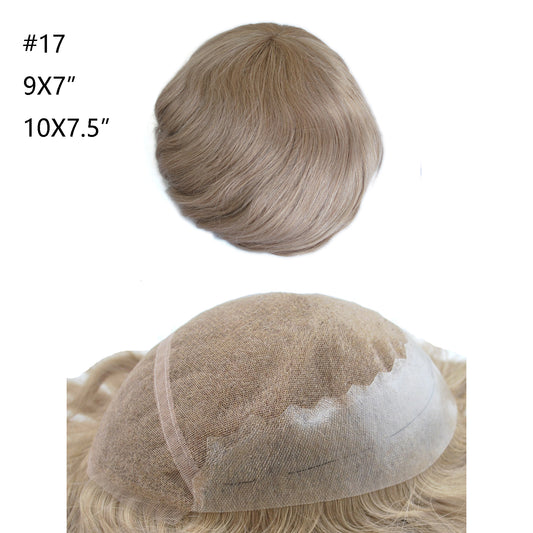 #17 light blonde human hair toupee for men prosthesis for men French lace with PU back and sides