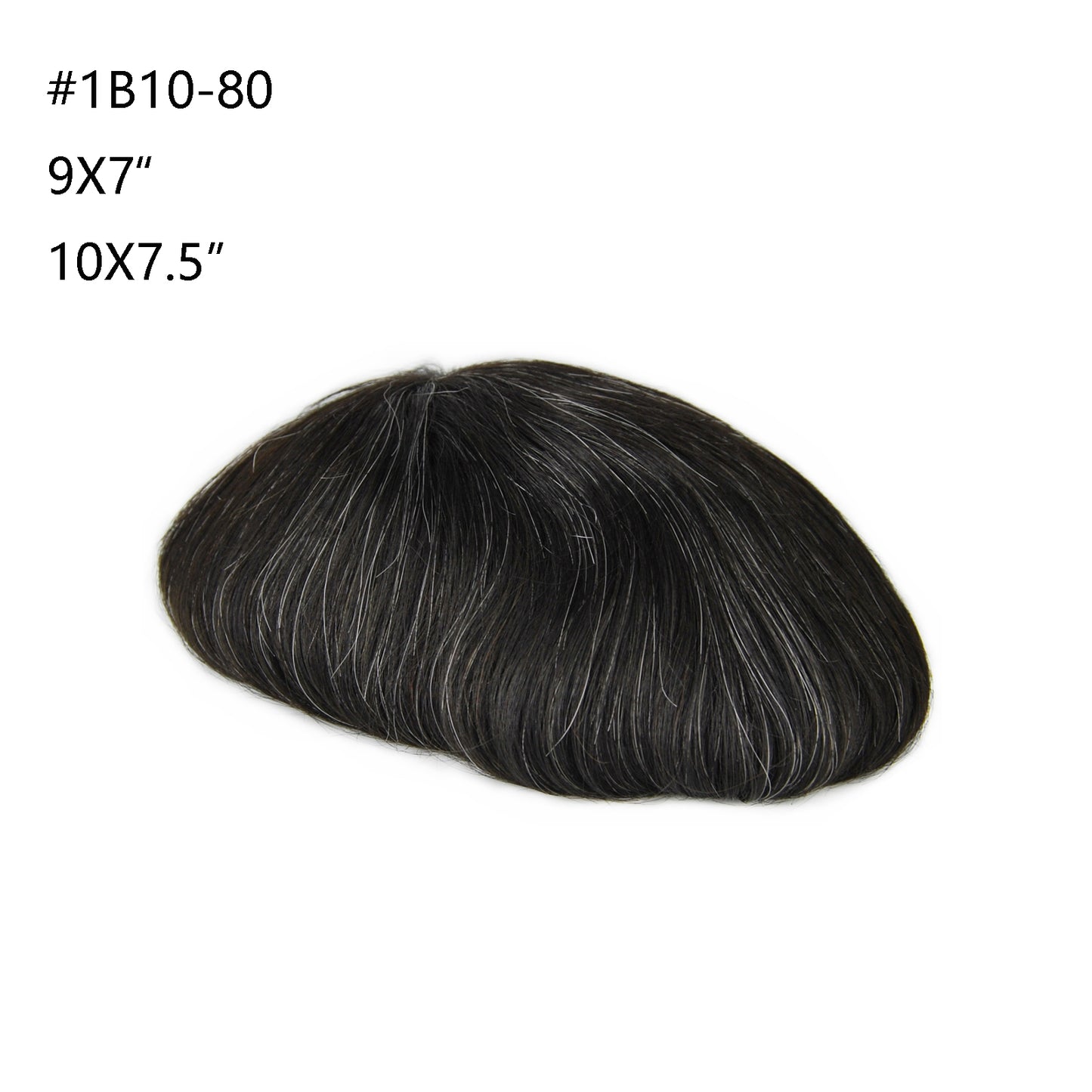 stock men toupee wig natural black color mixed grey color #1B 10-80%human hair system for men