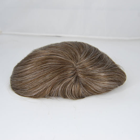 Clearance #4 30% mixed grey hair system for men all French lace 9x7" hair system for men