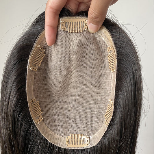 6x7 silk base 100% human hair topper wig for women straight hair topper