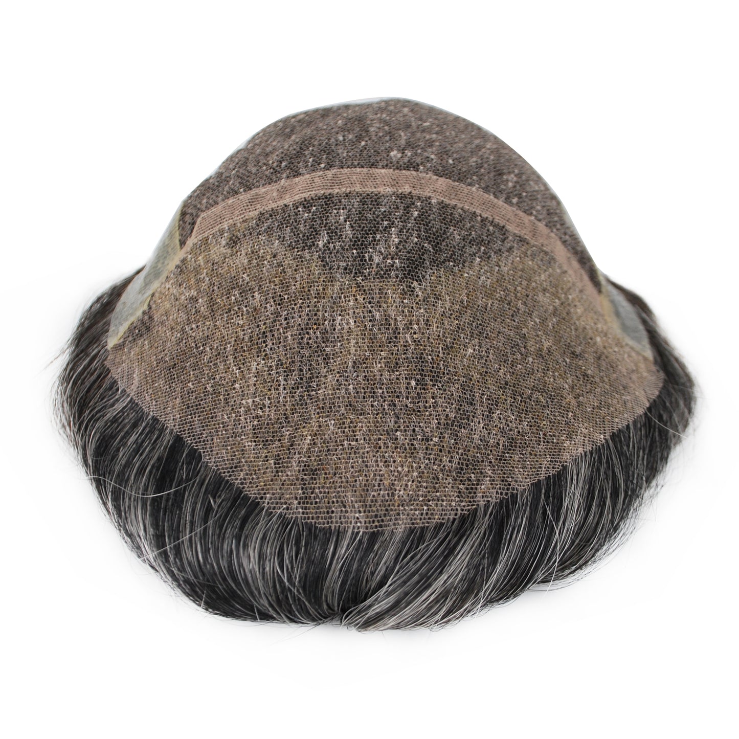 stock men toupee wig natural black color mixed grey color #1B 10-80%human hair system for men