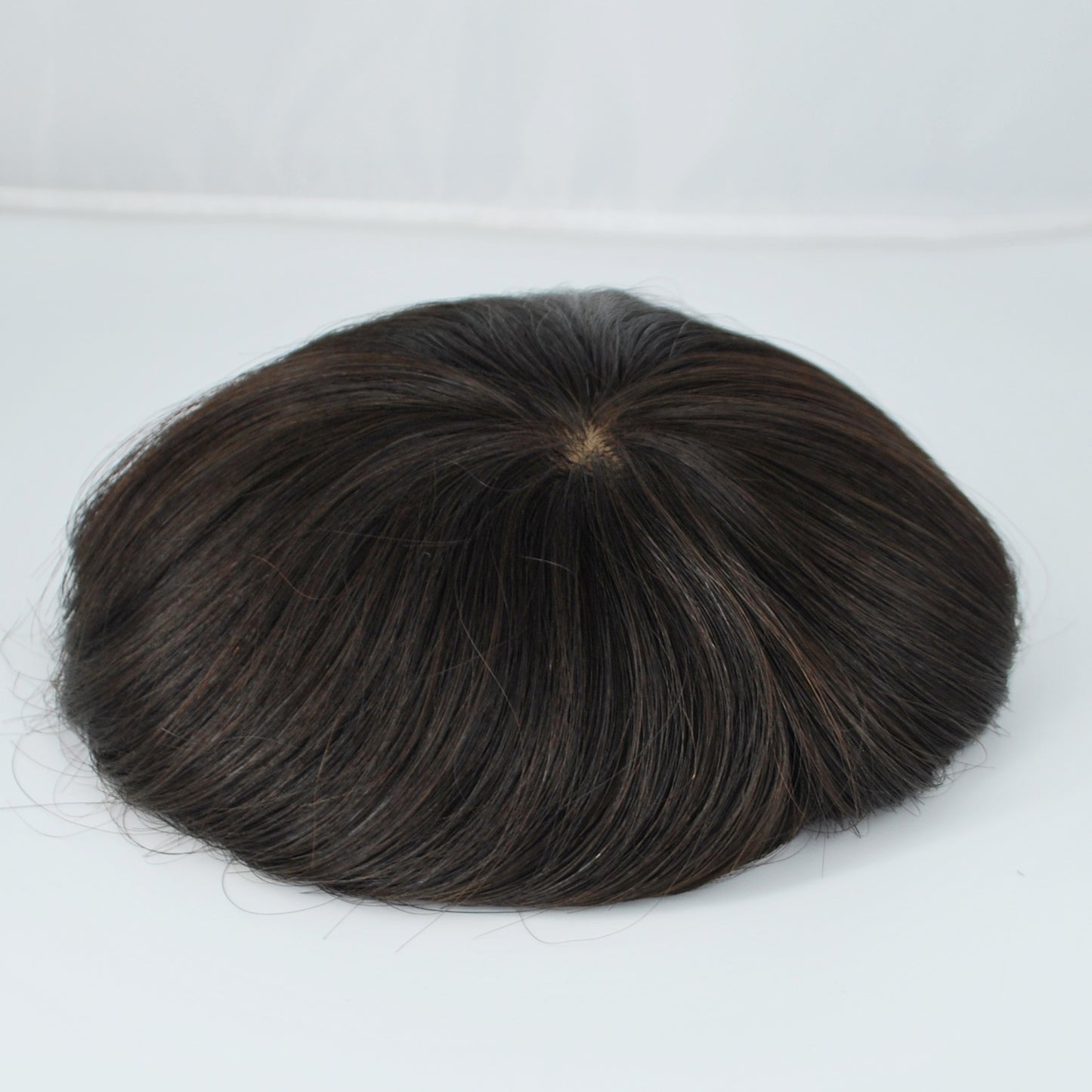 Clearance human hair toupee natural black 7x6.5" prosthesis for men French lace with PU around