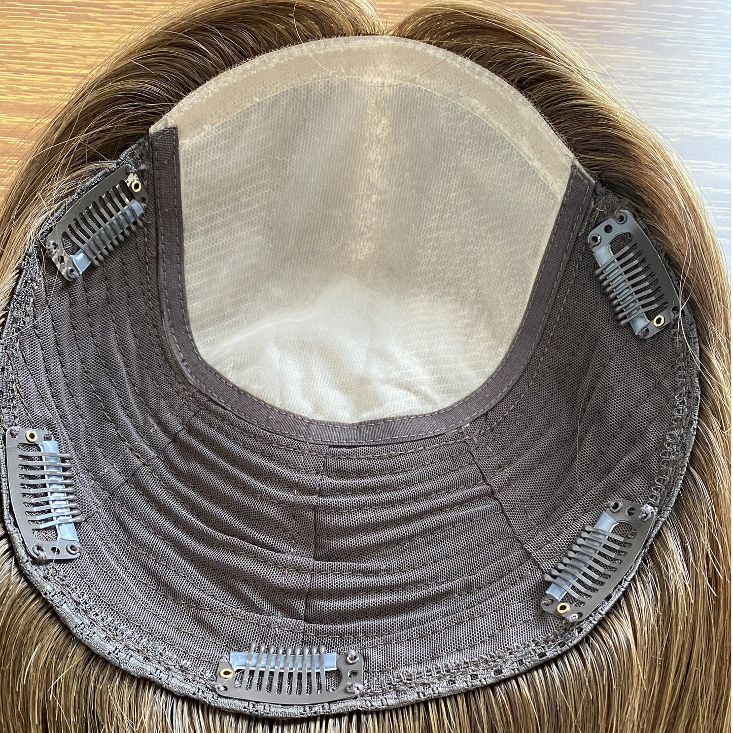 8x8" topper wig for women silky straight human hair topper silk base with weft
