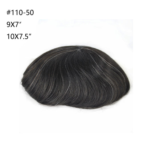 #1 jet black men toupee mixed grey color hair 10%-50% grey mixed men hair system hair replacement