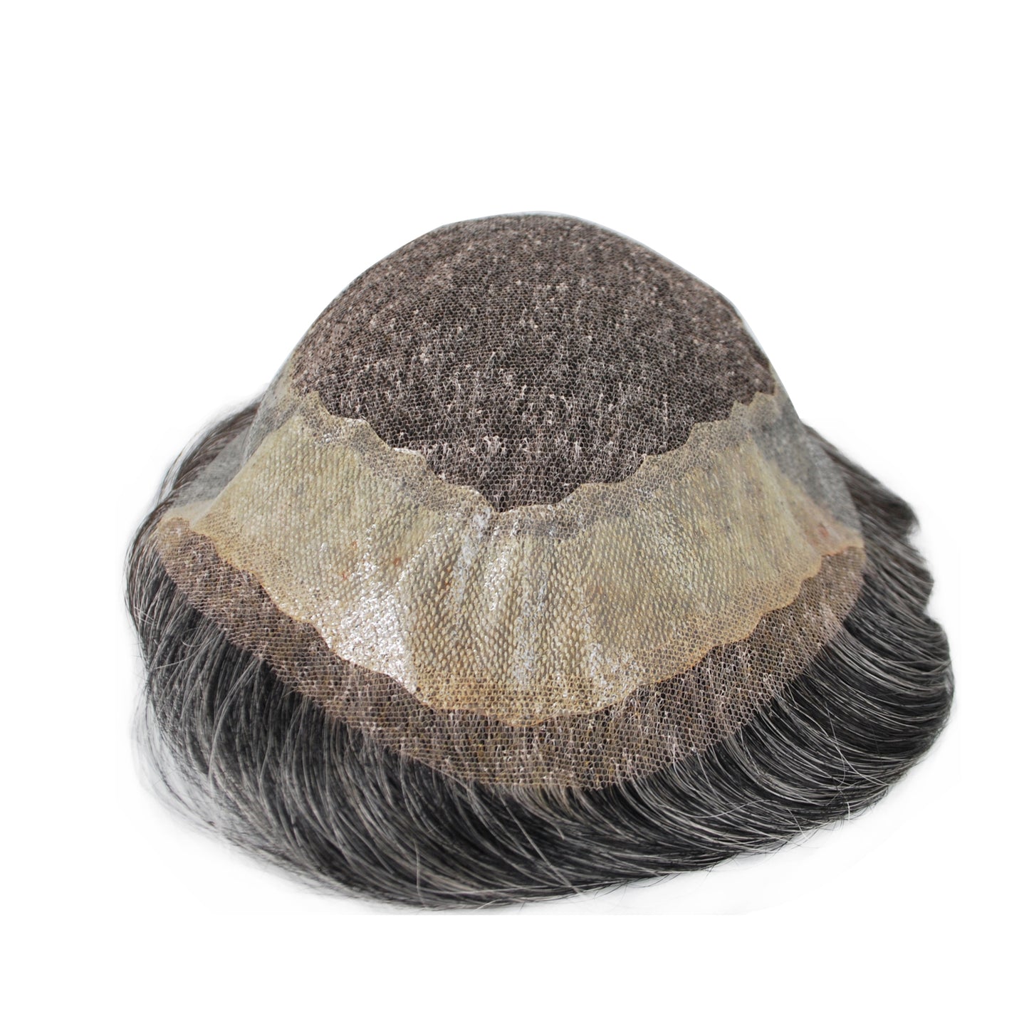 stock men toupee wig natural black color mixed grey color #1B 10-80%human hair system for men