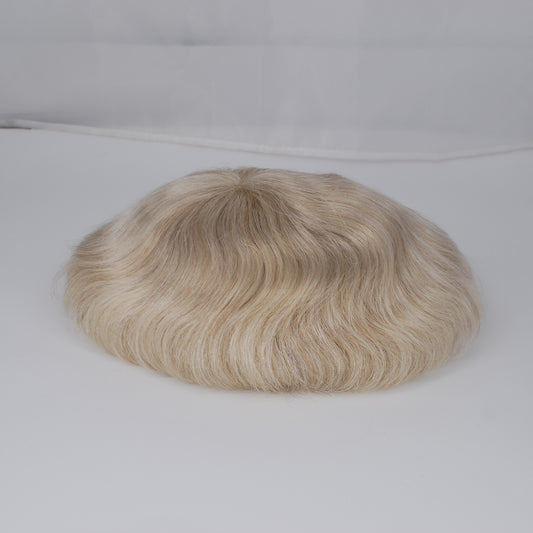 Clearance toupee #20 blonde hair mixed 80% grey human hair system for men all french lace