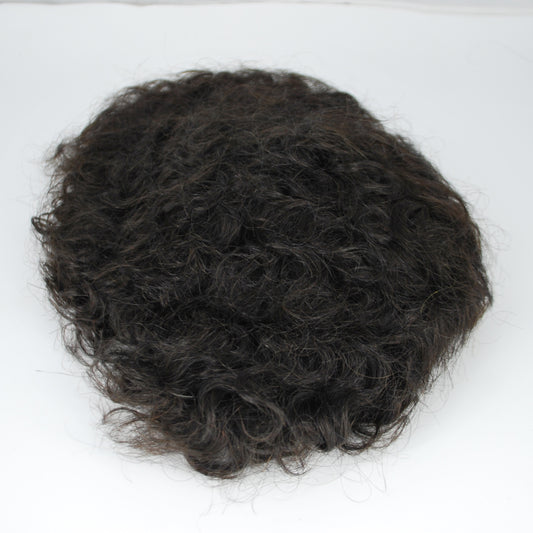 Clearance toupee hair piece for men mono with PU around curly hair system natural black hair