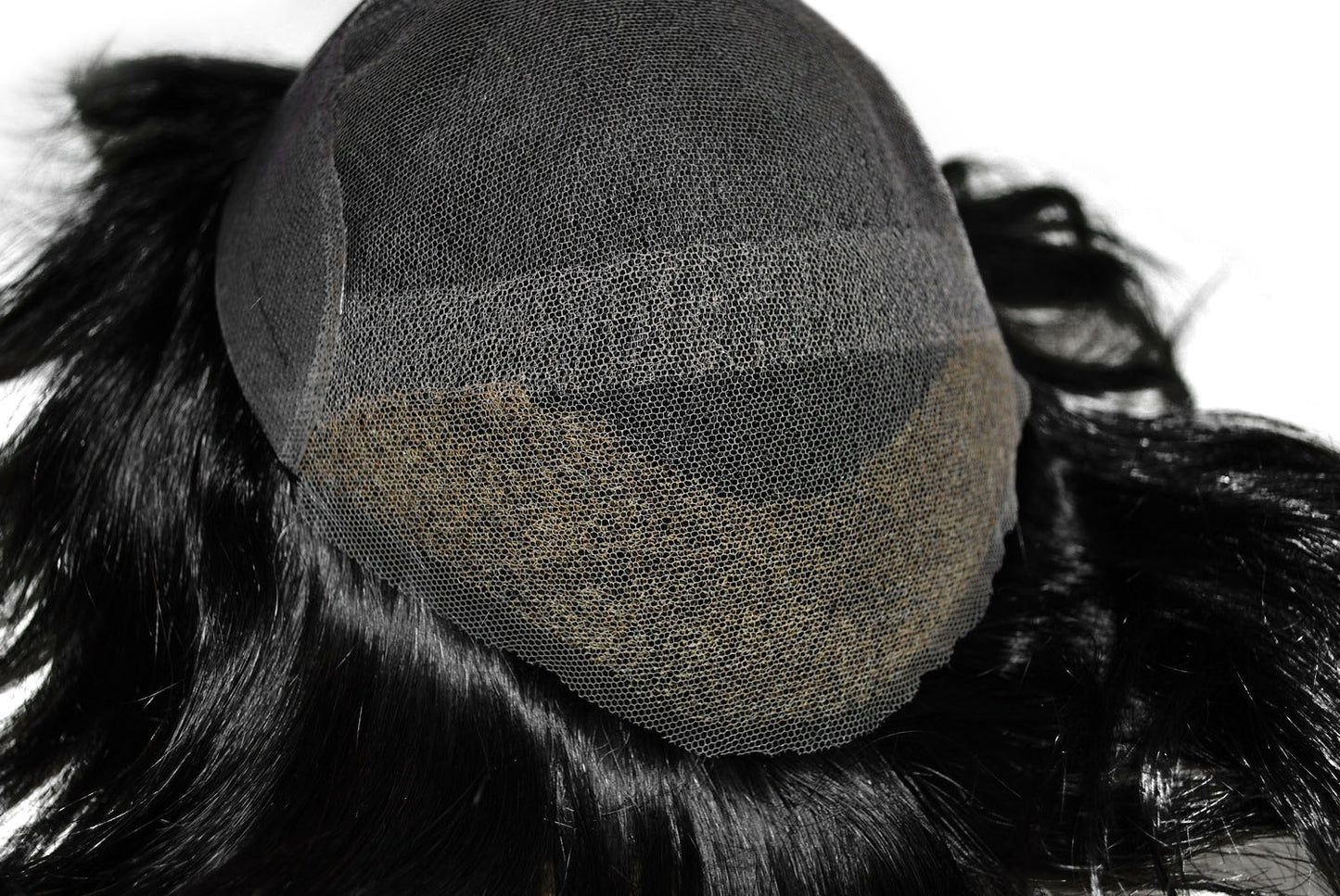 Mens hair system #1 jet black French lace with PU back and sides toupee wig for men lace front hair piece