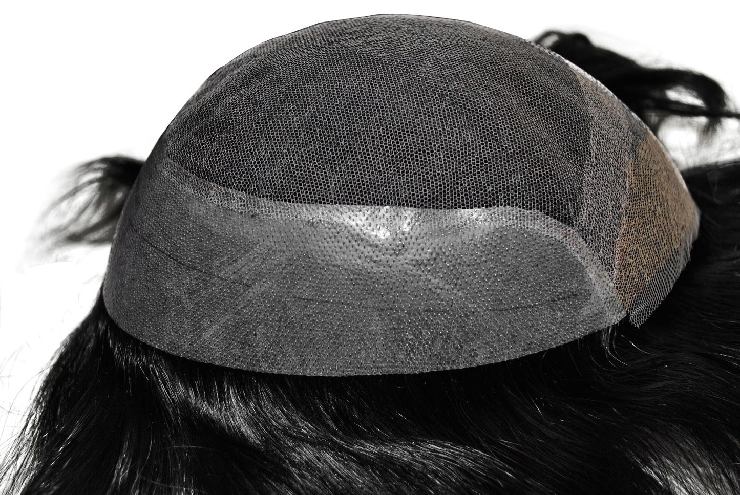 Mens hair system #1 jet black French lace with PU back and sides toupee wig for men lace front hair piece