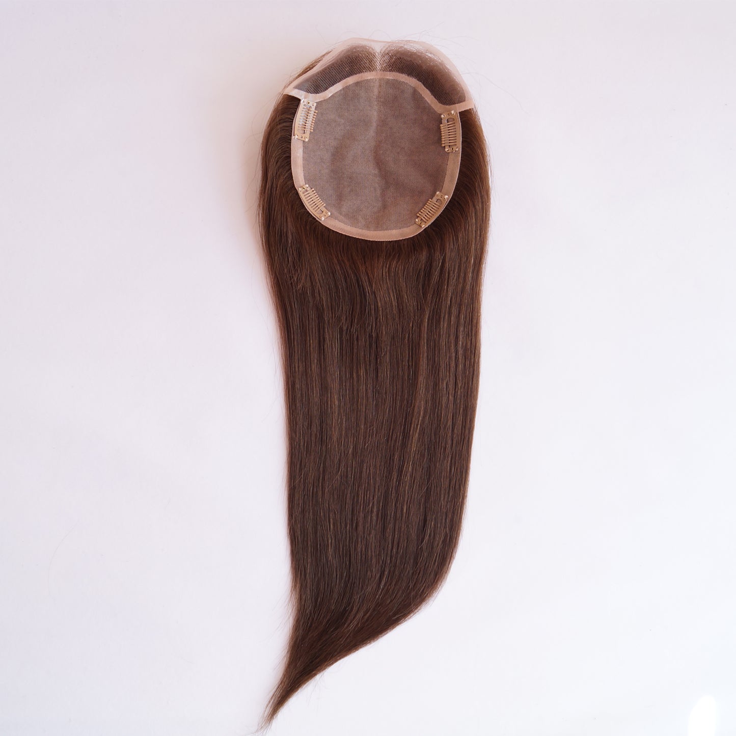 6x6.5 Inch lace front with silk base straight human hair topper wig for women