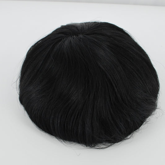 Clearance #1 juet black full lace men's toupee wig 9x7 inch human hair system hair replacement all French lace