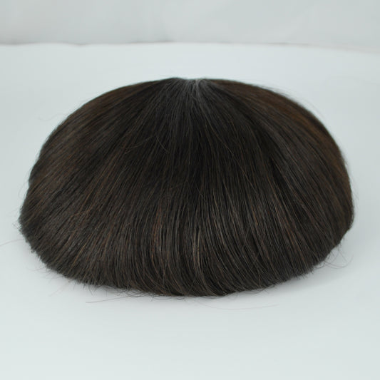 clearance men toupee wig natural black hair system durable mono with PU around