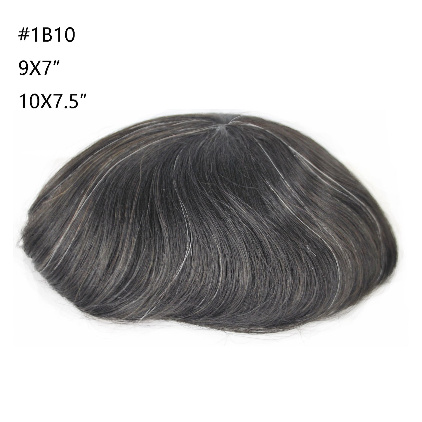 stock men toupee wig natural black color mixed grey color #1B 10-80%human hair system for men
