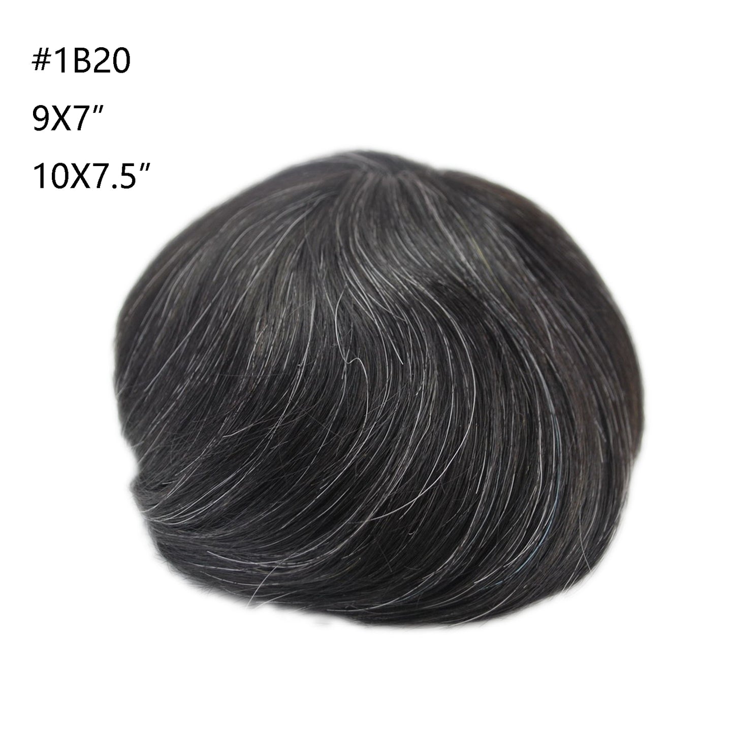 stock men toupee wig natural black color mixed grey color #1B 10-80%human hair system for men