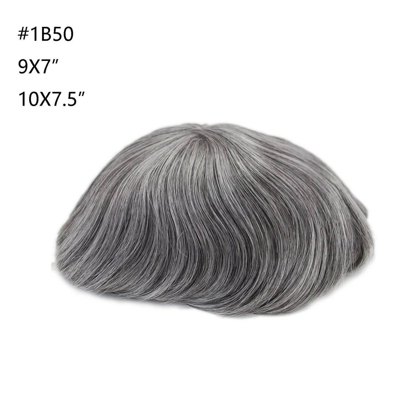 stock men toupee wig natural black color mixed grey color #1B 10-80%human hair system for men