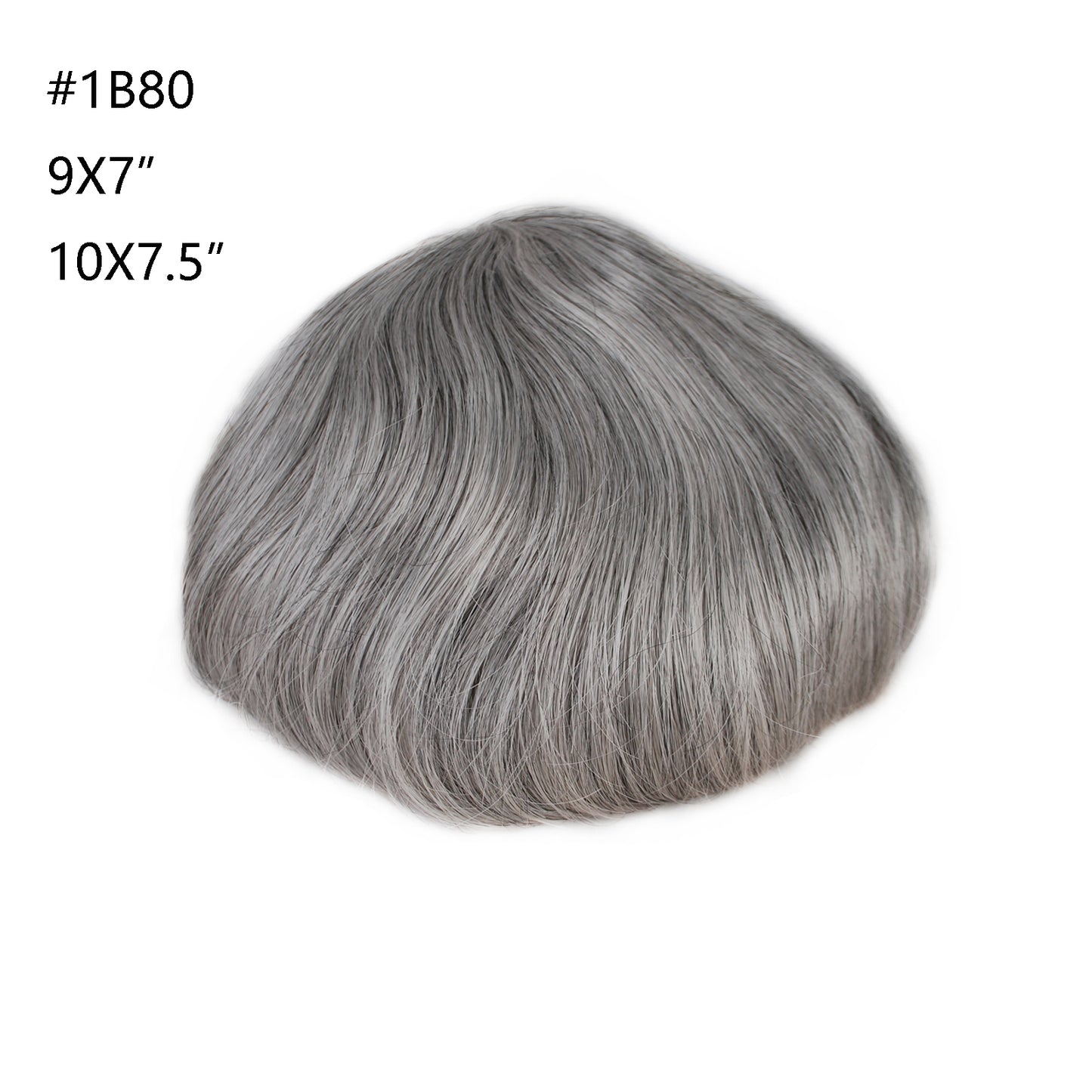 stock men toupee wig natural black color mixed grey color #1B 10-80%human hair system for men