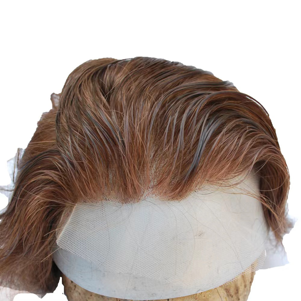 Customized toupee hair system all french lace for men suncolor hair