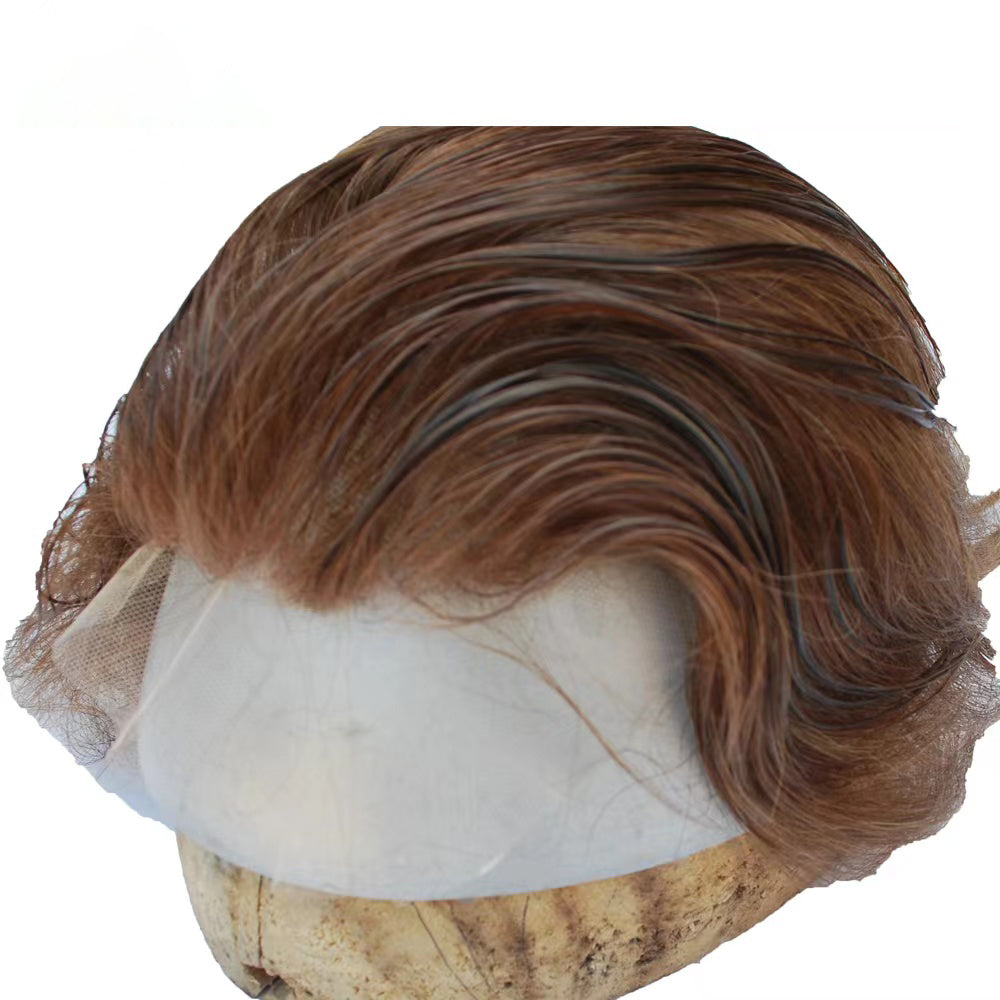Customized toupee hair system all french lace for men suncolor hair
