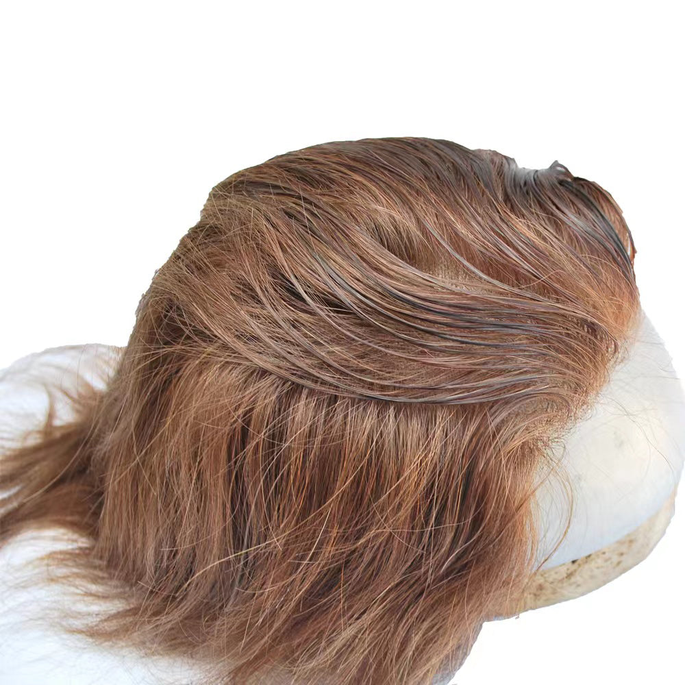 Customized toupee hair system all french lace for men suncolor hair