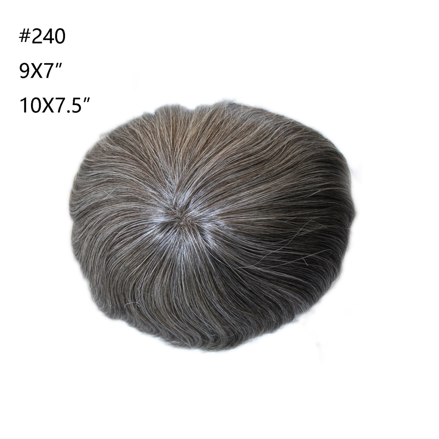 stock men toupee wig dark brown color mixed 10-80% grey color human hair system for men wigs