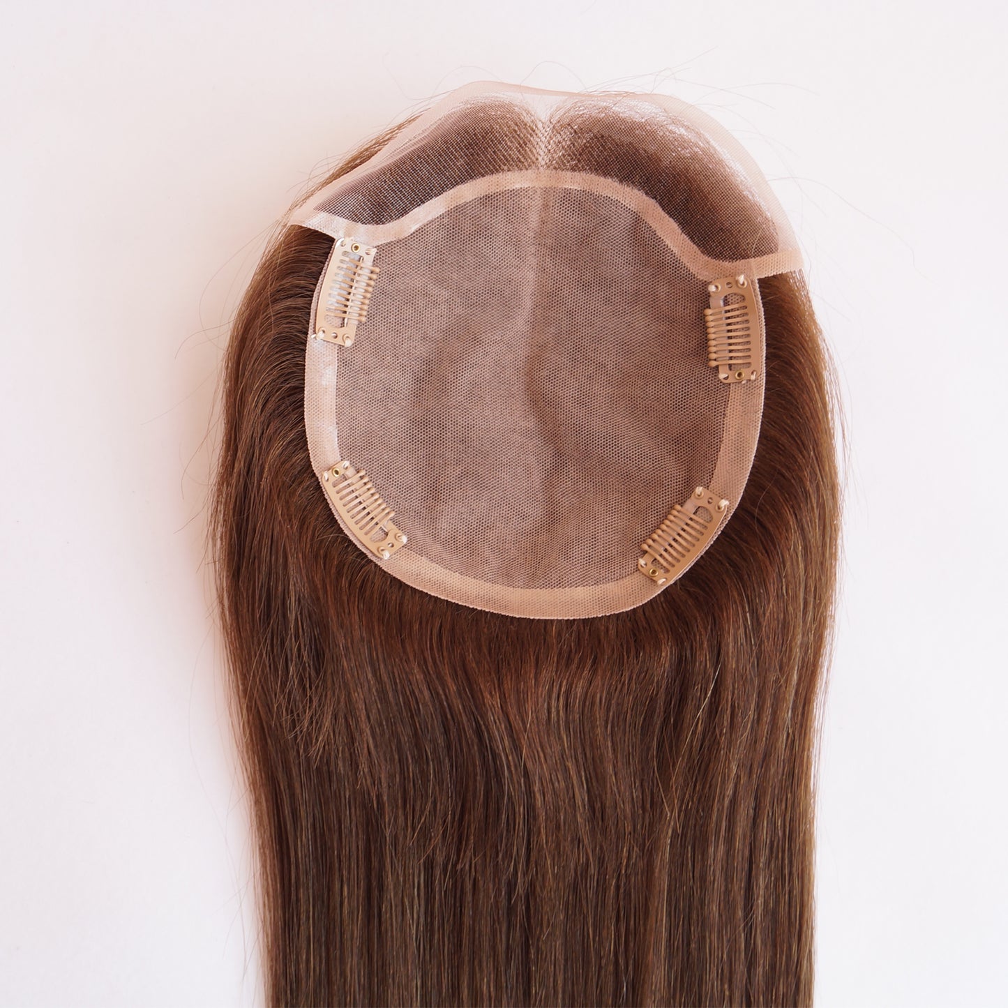 6x6.5 Inch lace front with silk base straight human hair topper wig for women