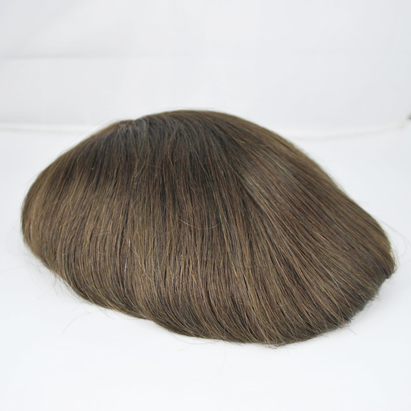 Clearance dark brown toupee thin PU knotted human hair system for men 10x7.5"