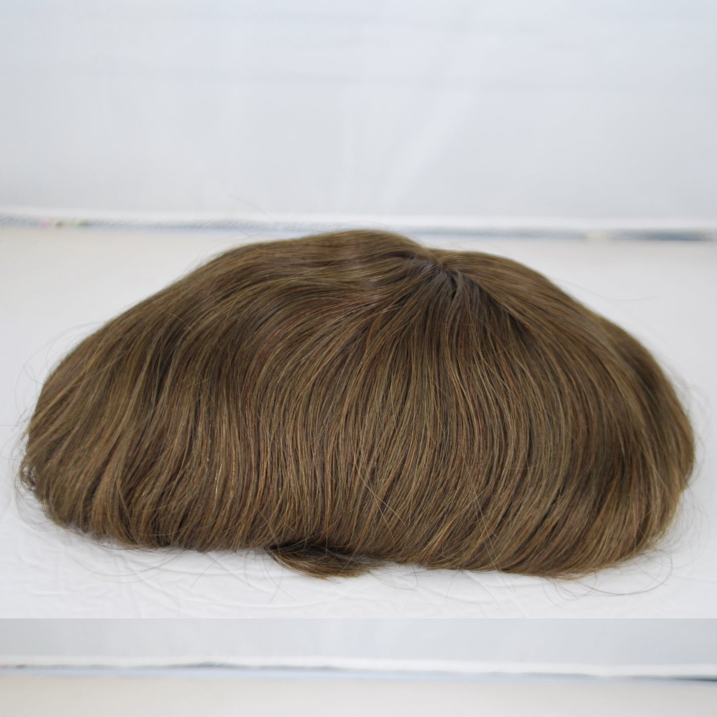 Clearance#4 medium brown toupee for old man 9.5x6.5" French lace men's hair piece