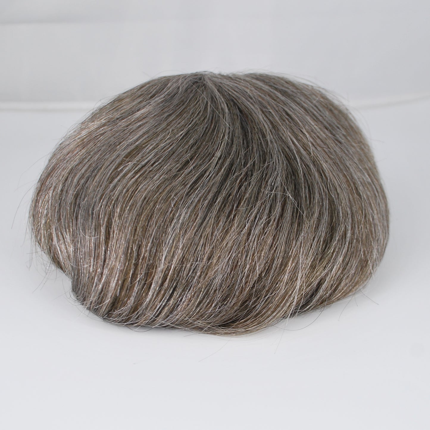 Clearance #3 brown grey mixed 50% toupee for men French lace with PU back and sides human hair men wig
