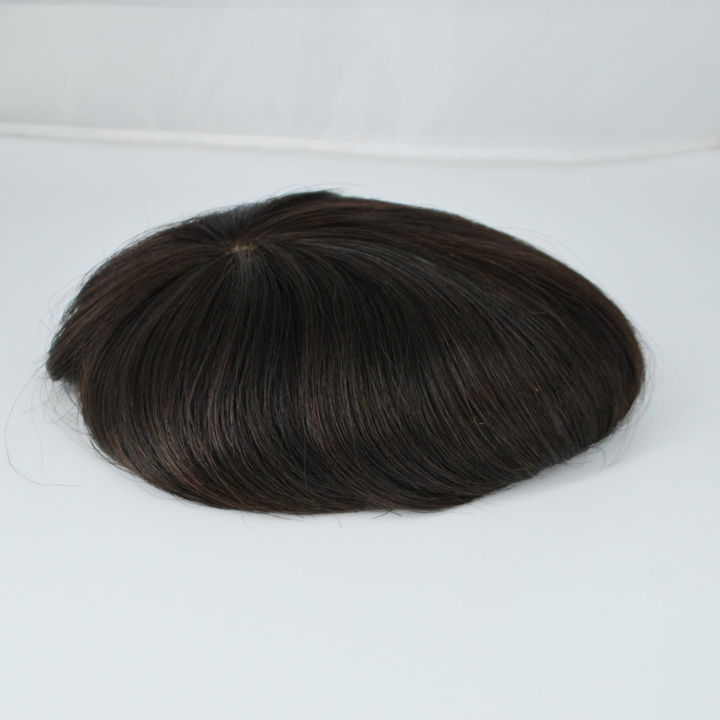 Clearance human hair toupee natural black 7x6.5" prosthesis for men French lace with PU around