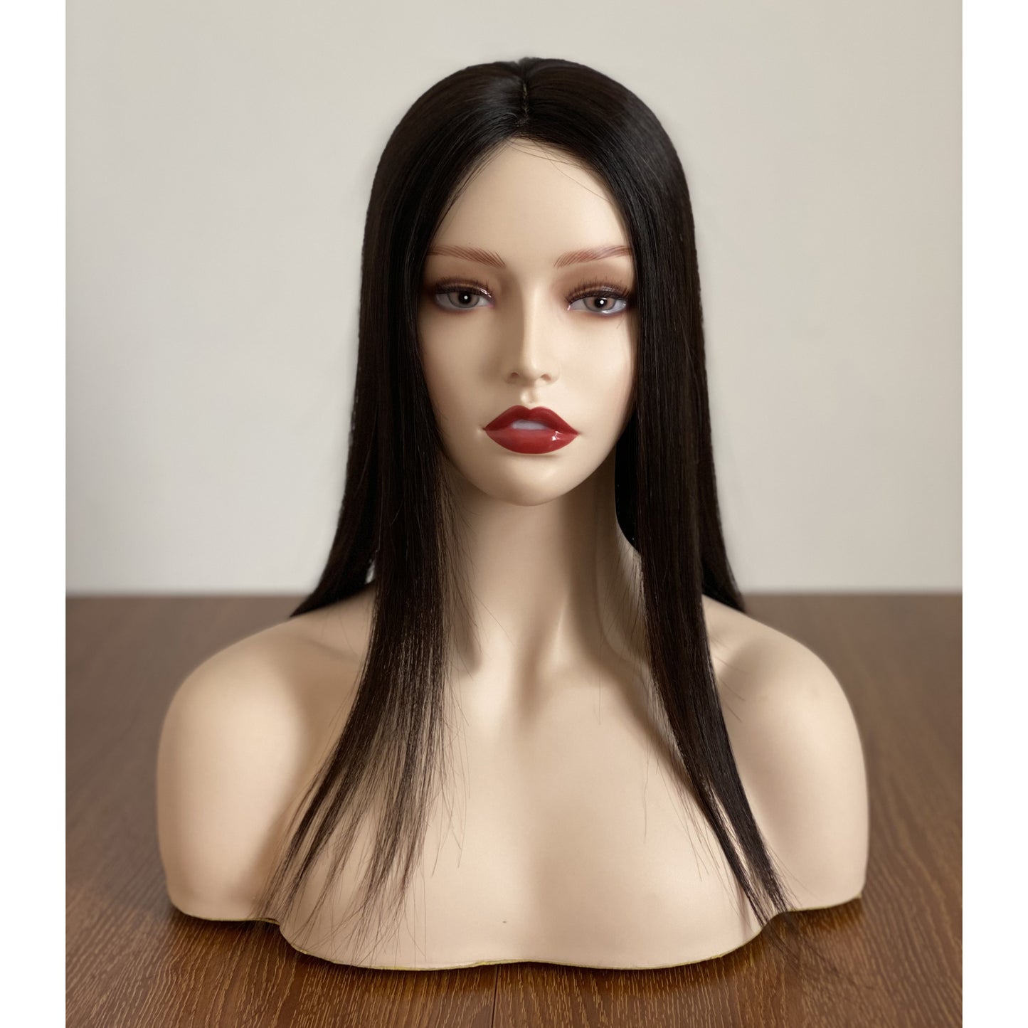 8x8" topper wig for women silky straight human hair topper silk base with weft