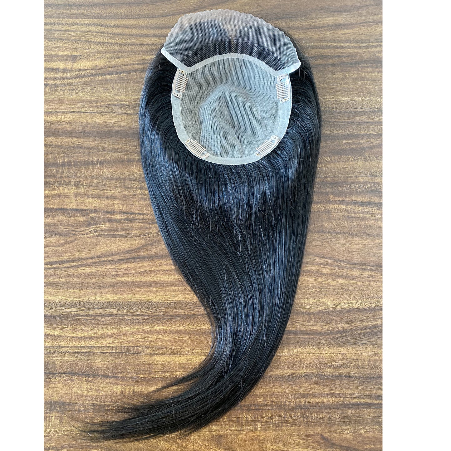 6x6.5 Inch lace front with silk base straight human hair topper wig for women