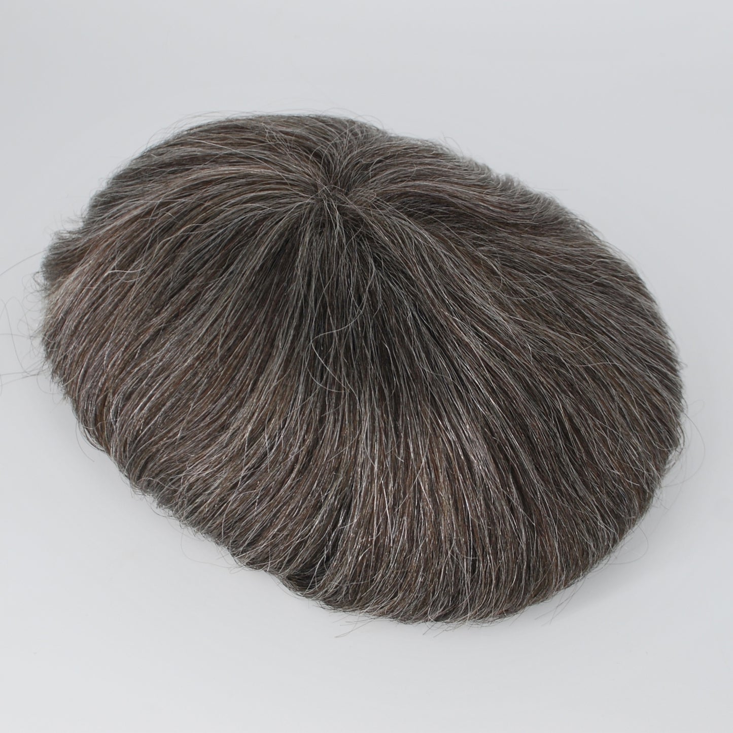 Clearance human hair toupee #2 35 brown mixed grey color 8x6 " prosthesis for men full French lace