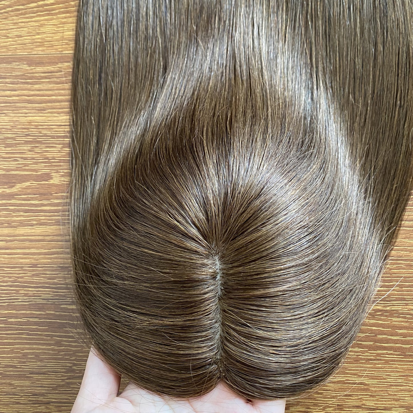 8x8" topper wig for women silky straight human hair topper silk base with weft