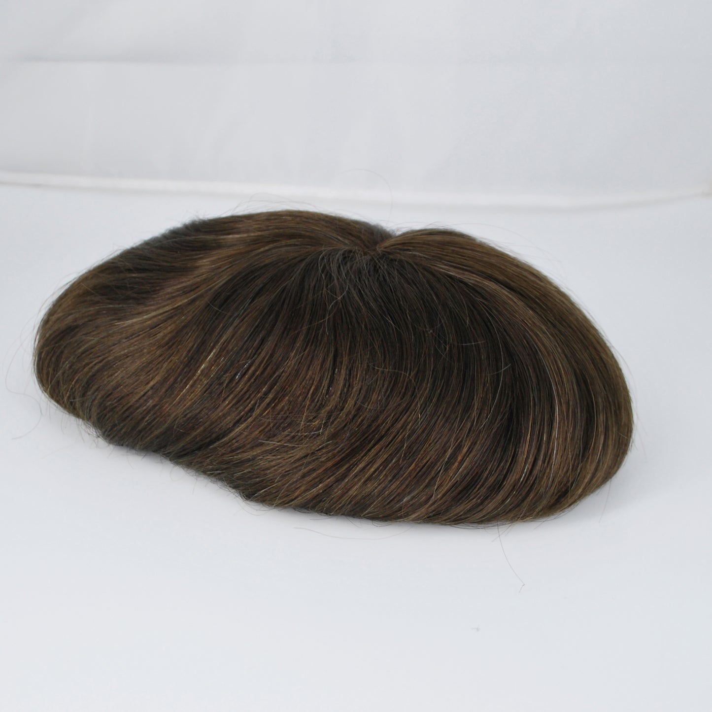 Clearance toupee #3 ash brown durable welded mono with PU around 8.5x5.75 inch men hair replacement wig