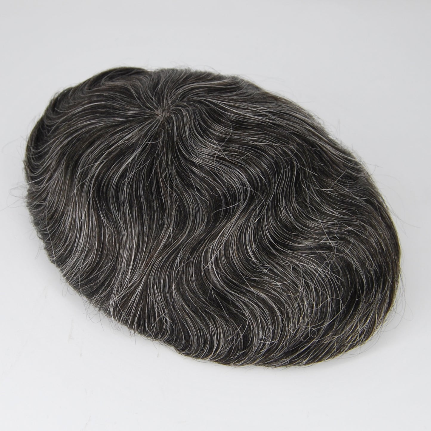 Clearance toupee wig for men #1B35 grey mixed hair system Silk base with PU around