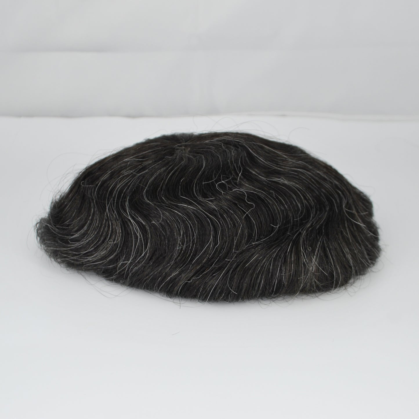 clearance toupee grey mixed hair system for men #1b 10 hair piece silk base with PU