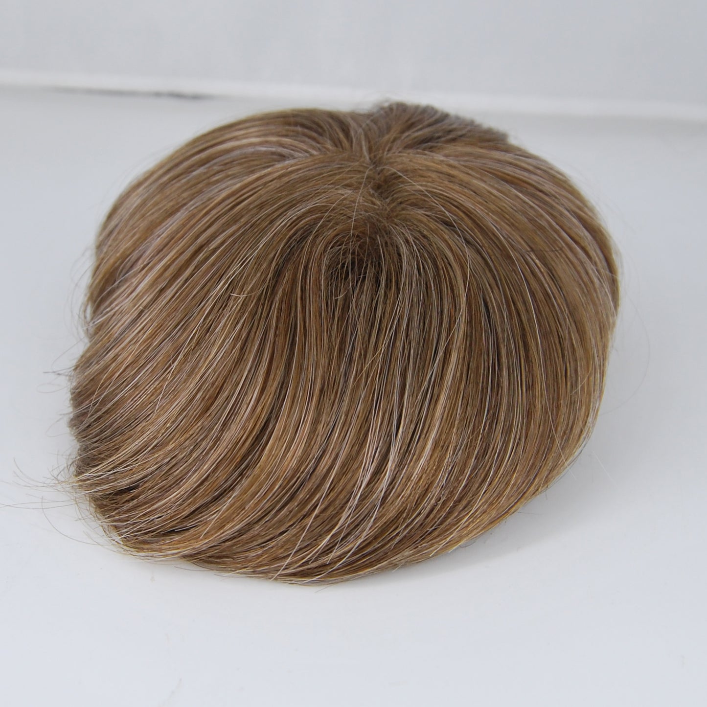 Clearance toupee #7 light brown mixed 20% grey hair system French lace with PU back and sides