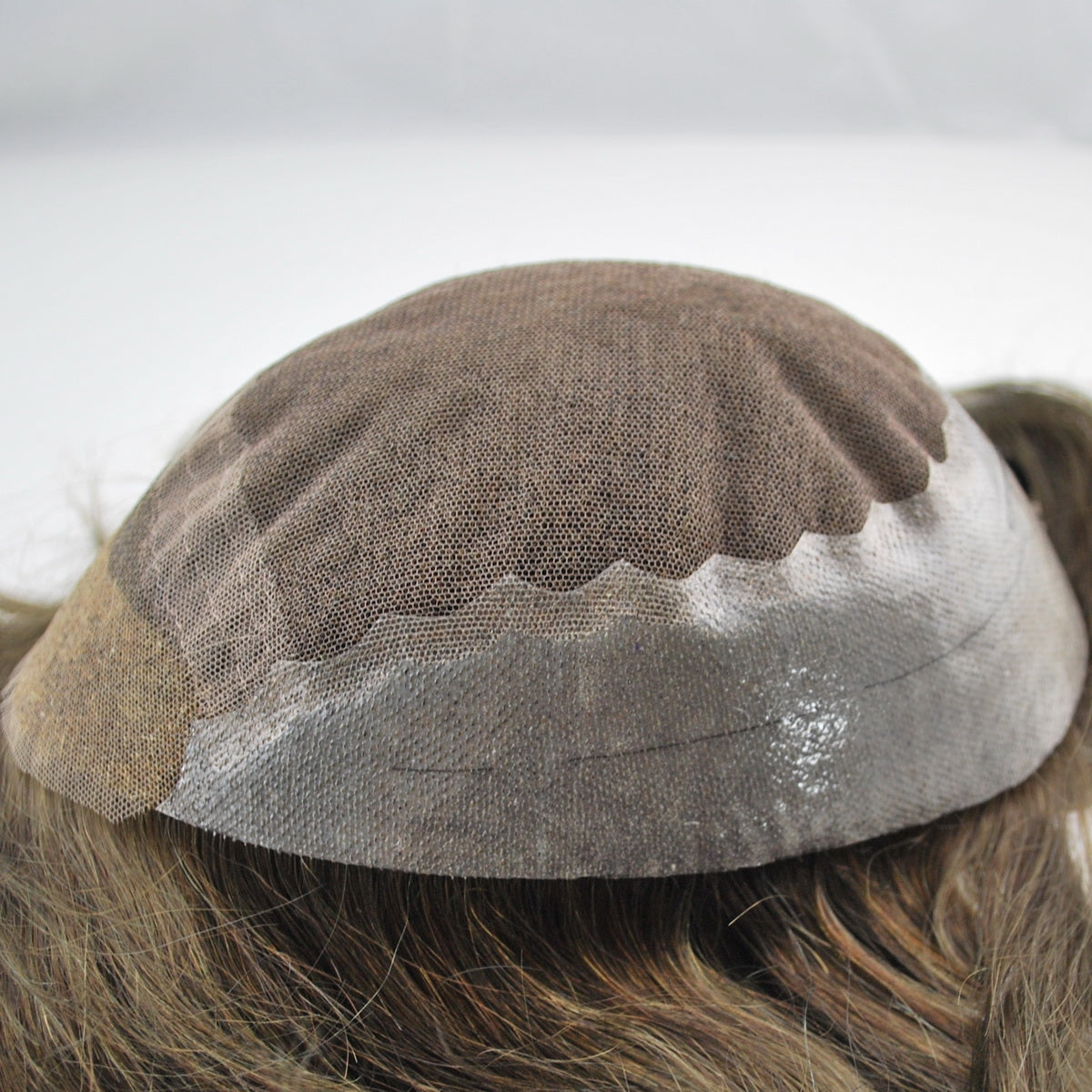 dark brown hairpiece toupee for men French lace with PU back and sides hair system