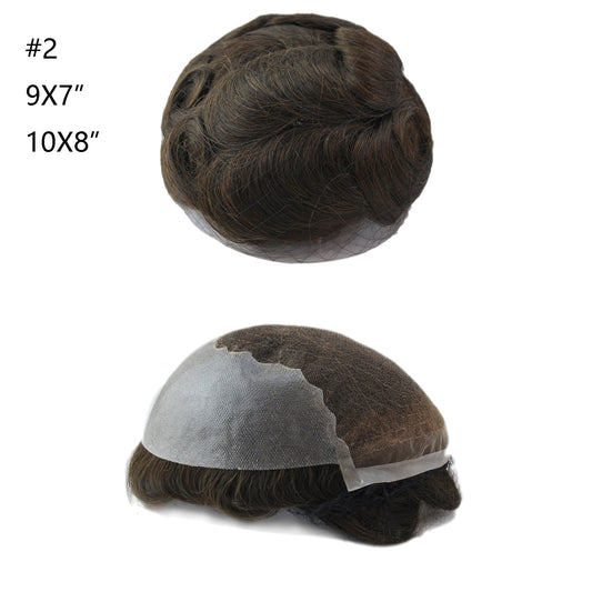 Men Toupee Human Hair Replacement Systems Hairpieces Men's Wig Lace PU Base Breathable Q6 Dark Brown Men's Capillary Prothesis