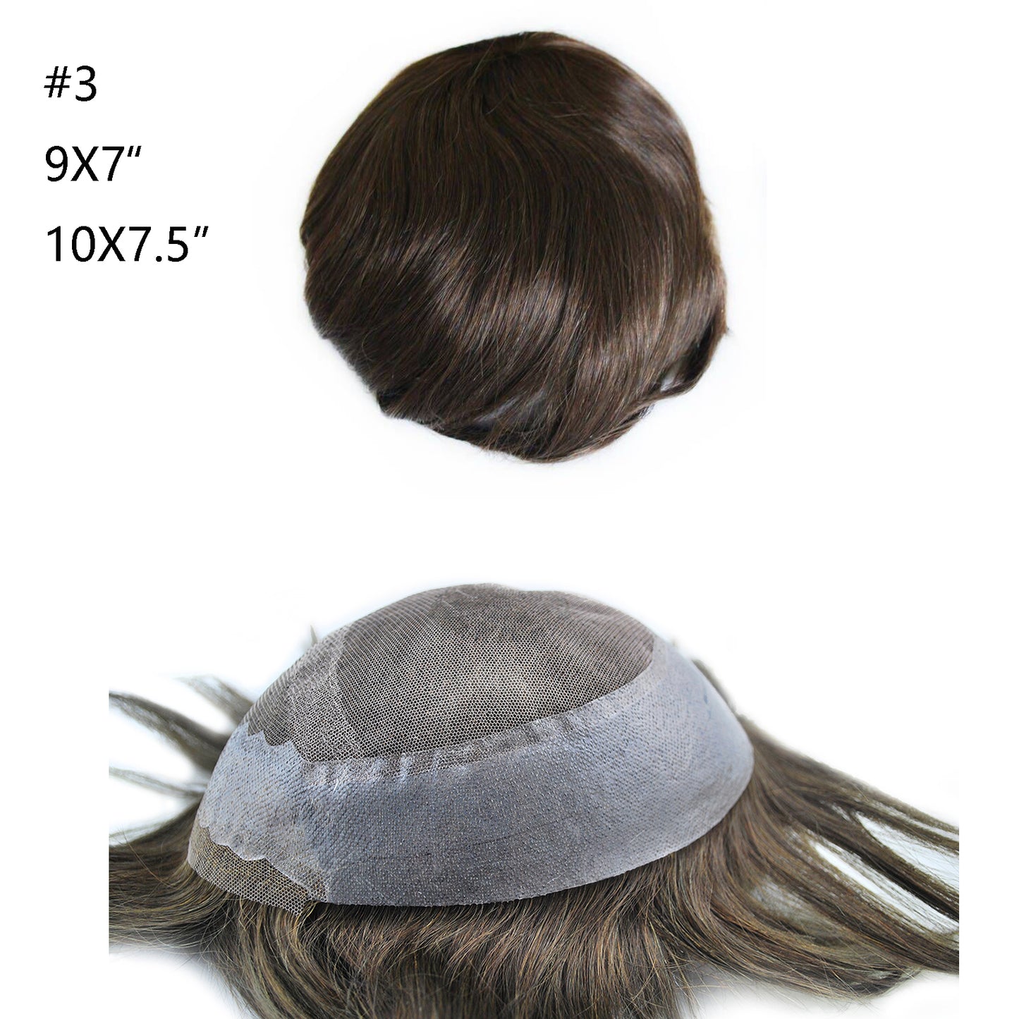 #3 Ash brown color men hair system mixed grey hair toupee wig mixed 10%-80% grey hair pieces for men