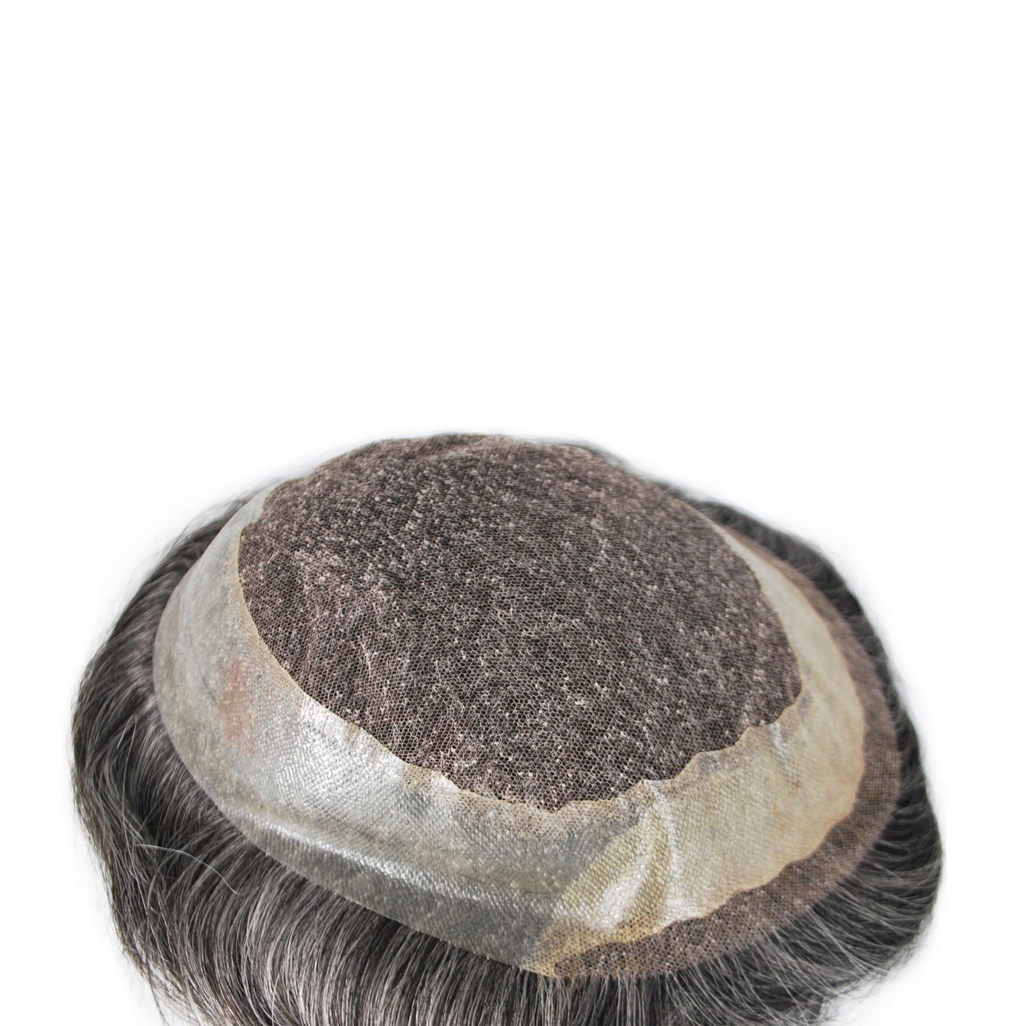 Full Lace Natural Black Mixed Grey Hair System 1B40 PU With Lace Toupee For Men