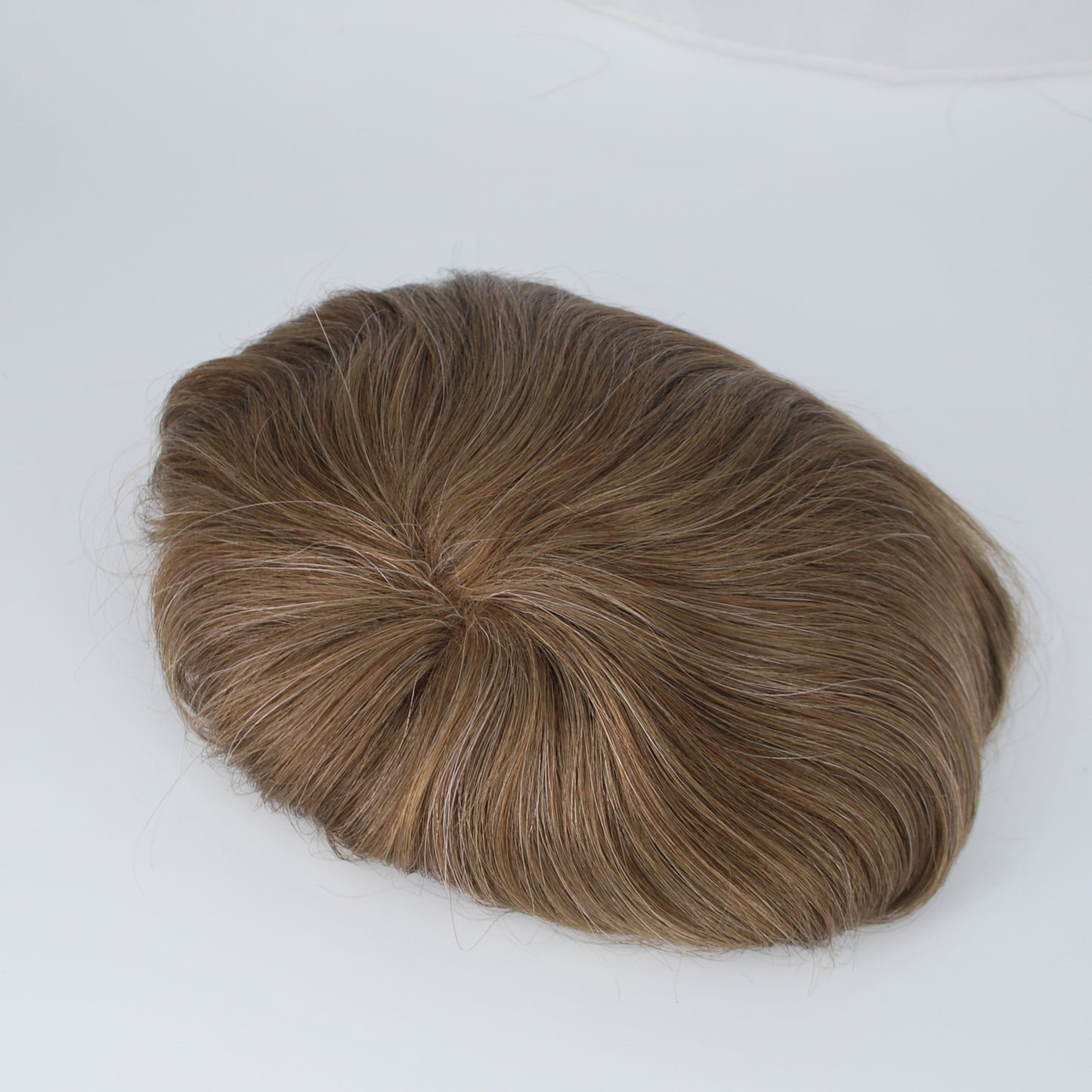 Clearance 9x7" toupee for men #6 light brown mixed 10% grey hair french lace hair system