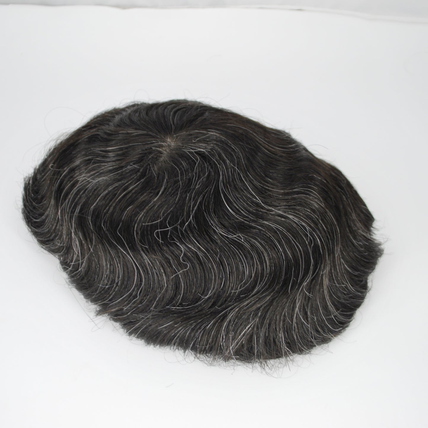 clearance toupee grey mixed hair system for men #1b 10 hair piece silk base with PU