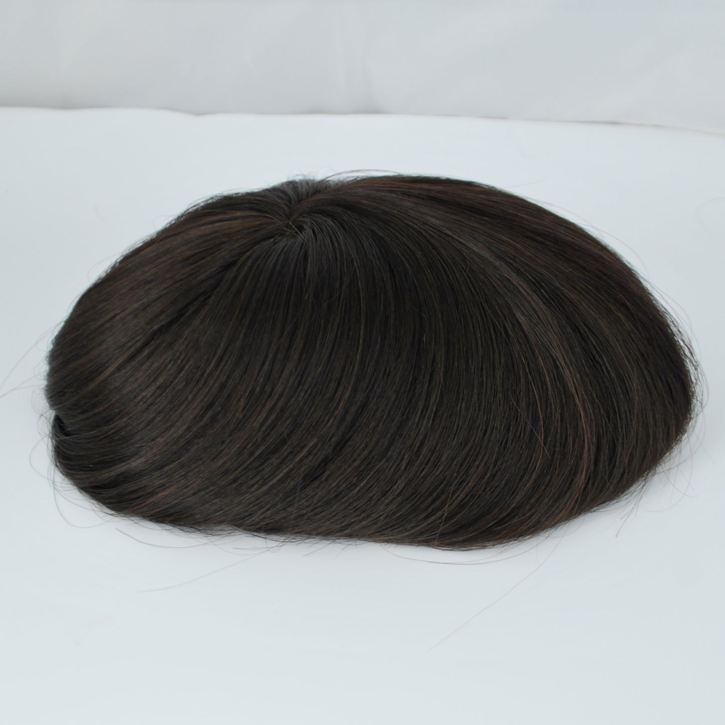 clearance men toupee wig natural black hair system durable mono with PU around