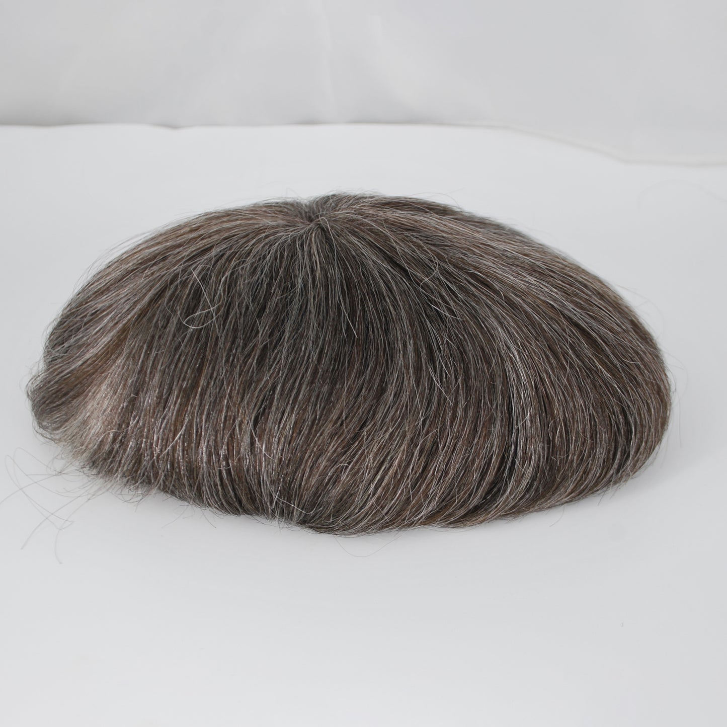 Clearance human hair toupee #2 35 brown mixed grey color 8x6 " prosthesis for men full French lace