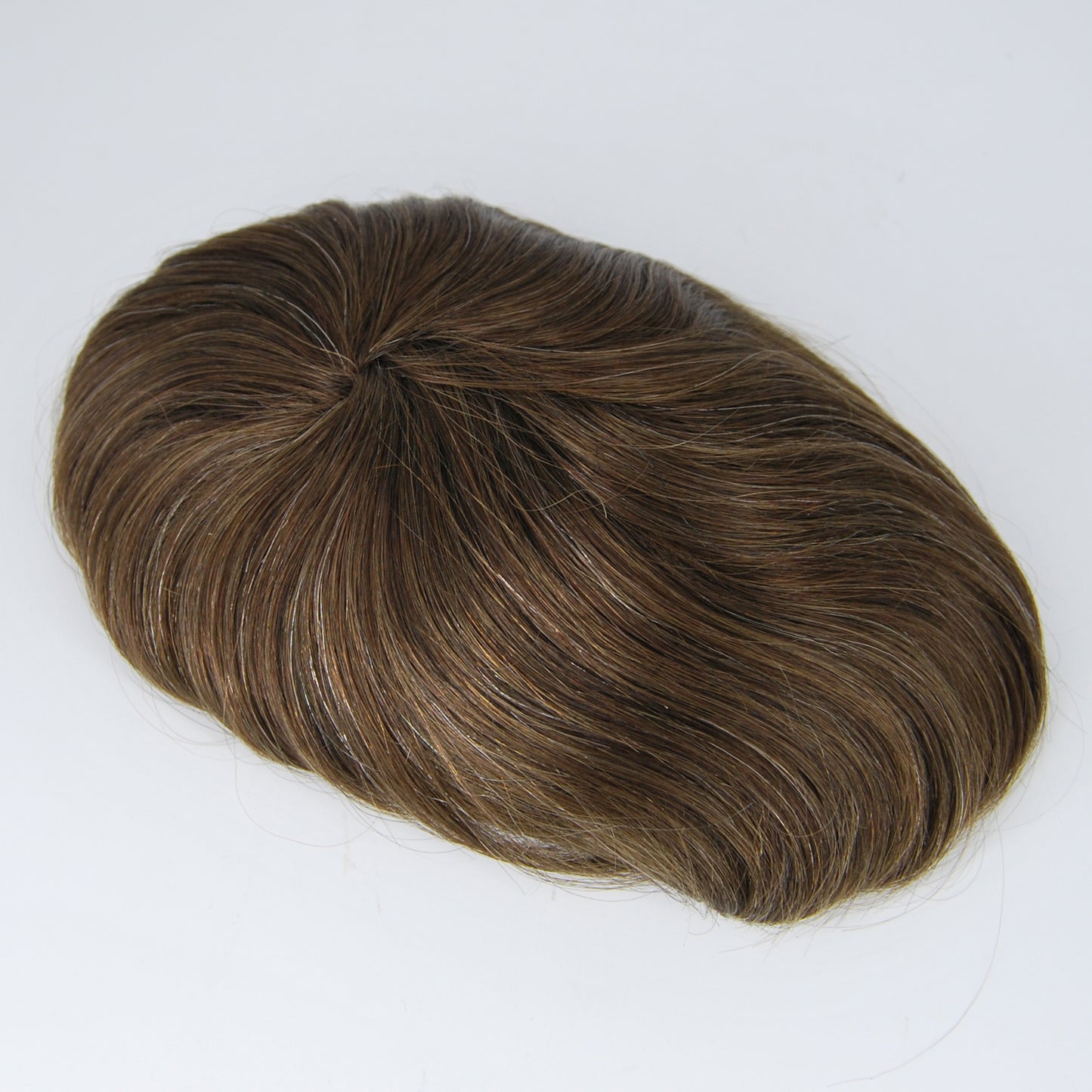 Clearance #4 10% grey human hair system for men french lace with PU around men hair replacement