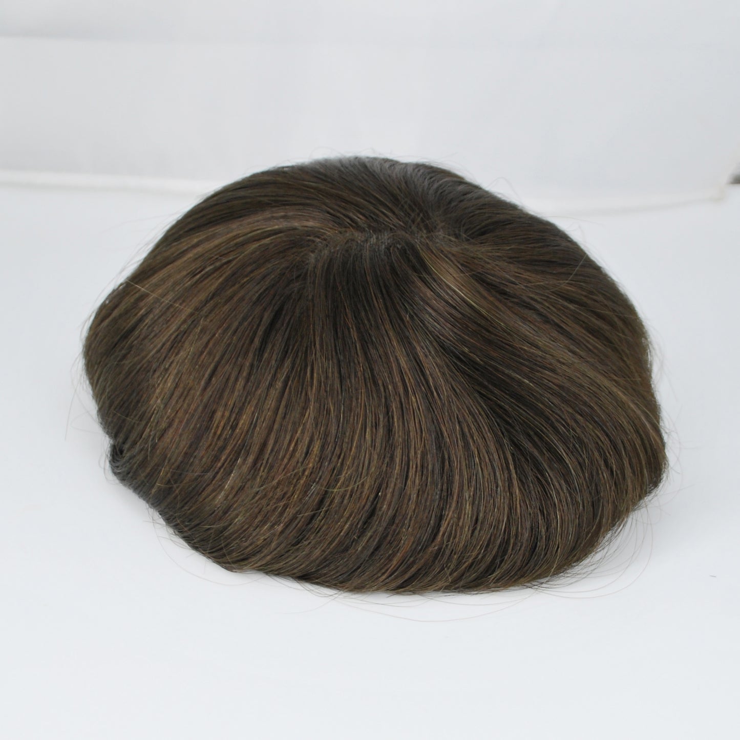 Clearance dark brown toupee thin PU knotted human hair system for men 10x7.5"