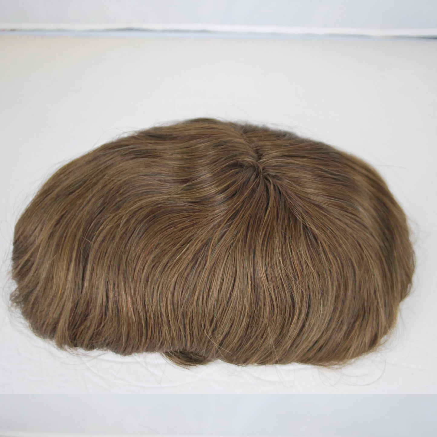 Clearance#4 medium brown toupee for old man 9.5x6.5" French lace men's hair piece